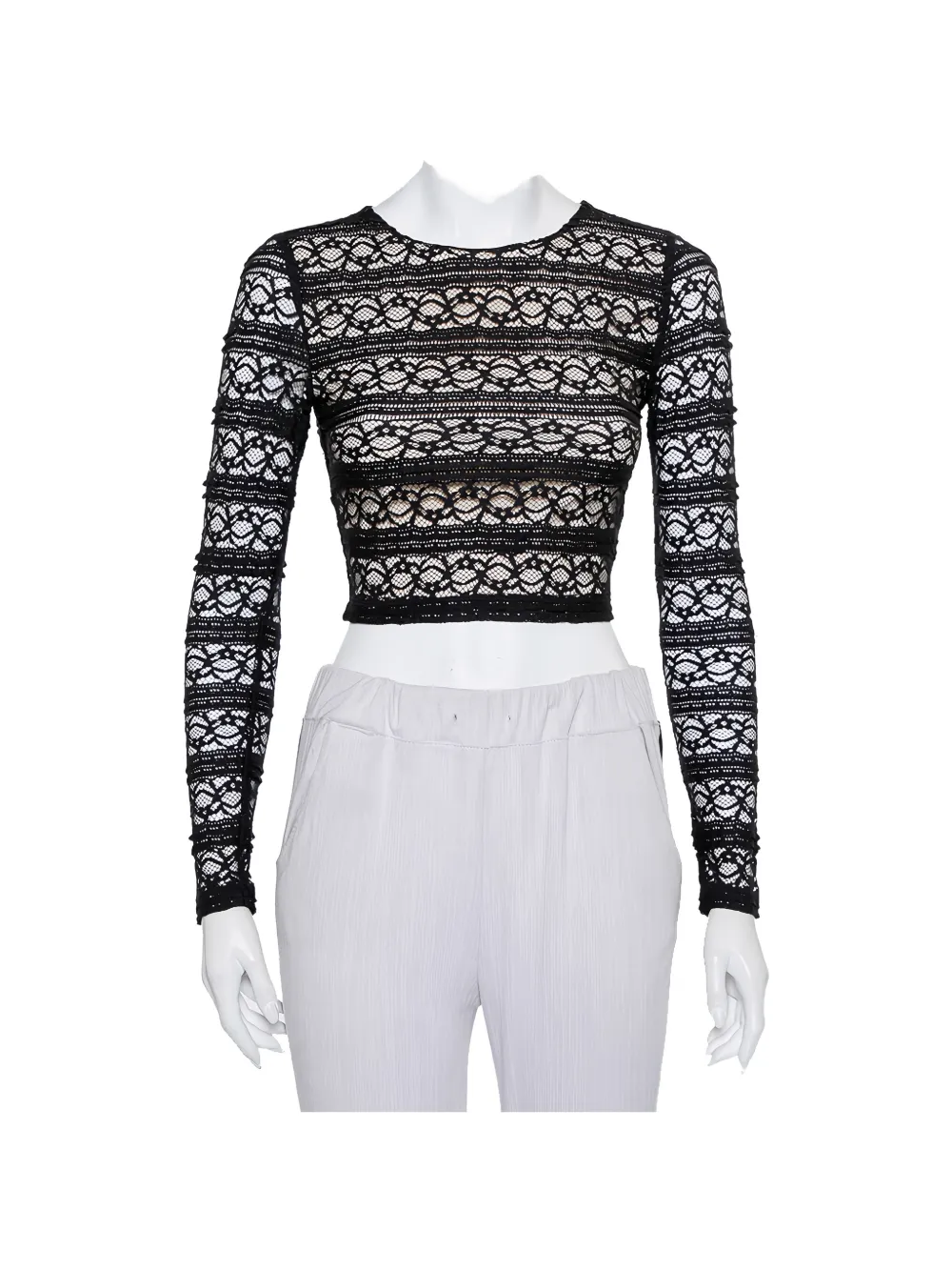 alice + olivia Top in pizzo 2024 - Nero