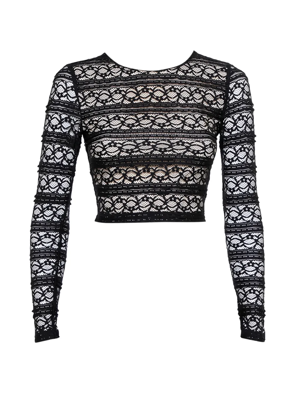 alice + olivia lace twist-detail long-sleeved T-shirt - Black