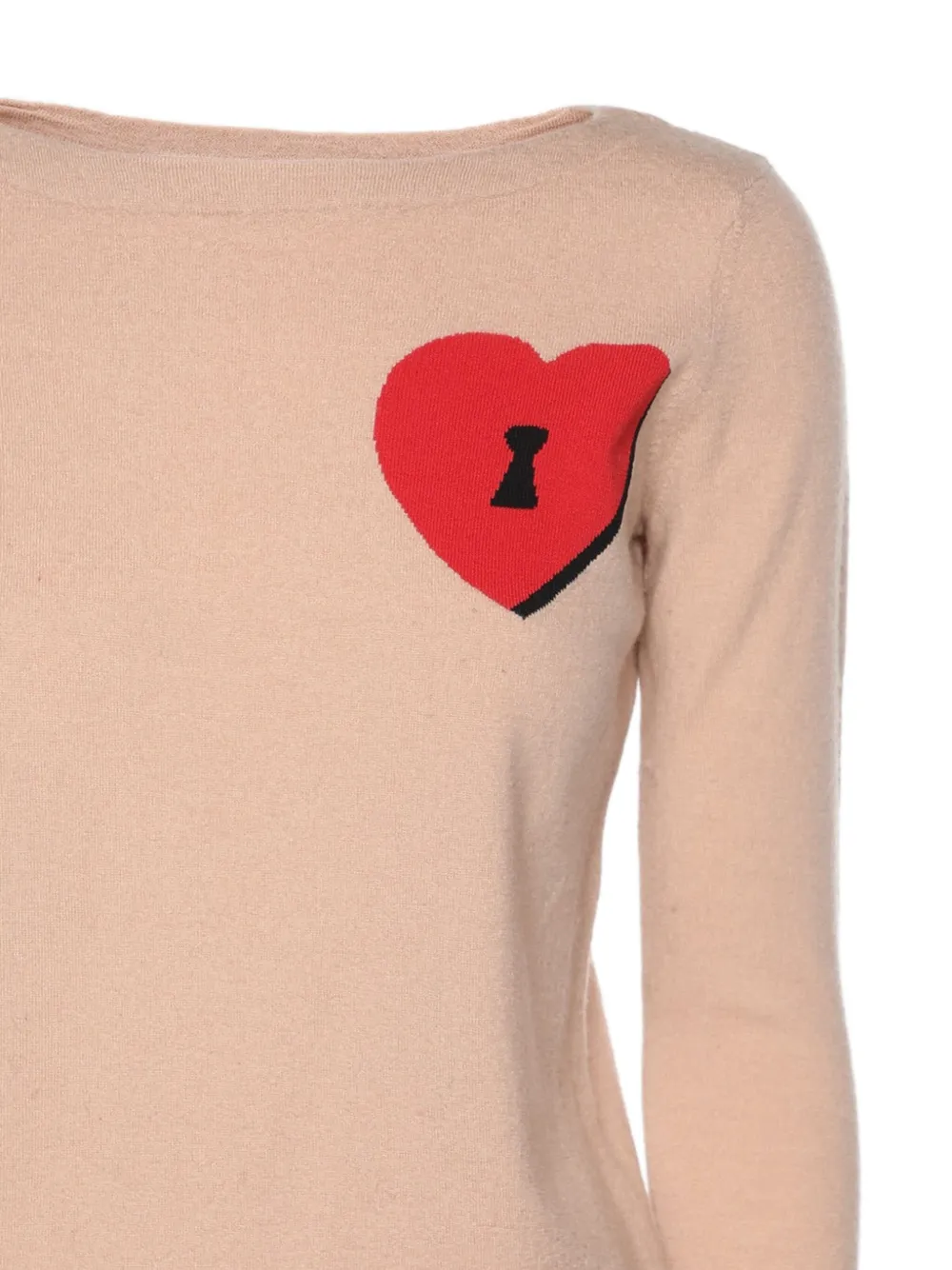 Pre-owned Diane Von Furstenberg Vintage Heart-lock Long-sleeve Sweater In Neutral