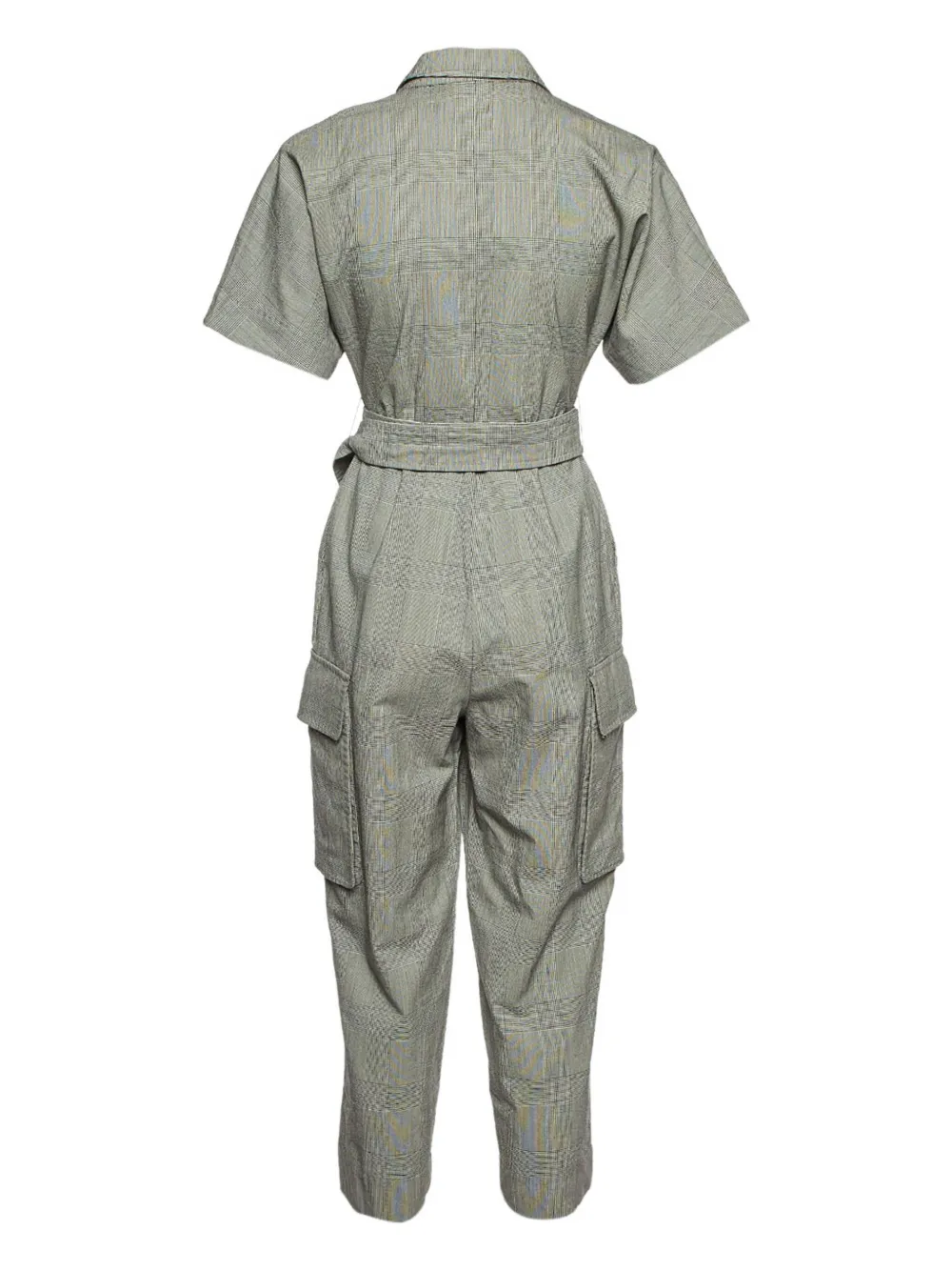 Pre-owned Max Mara Checked Belted Jumpsuit In Gray