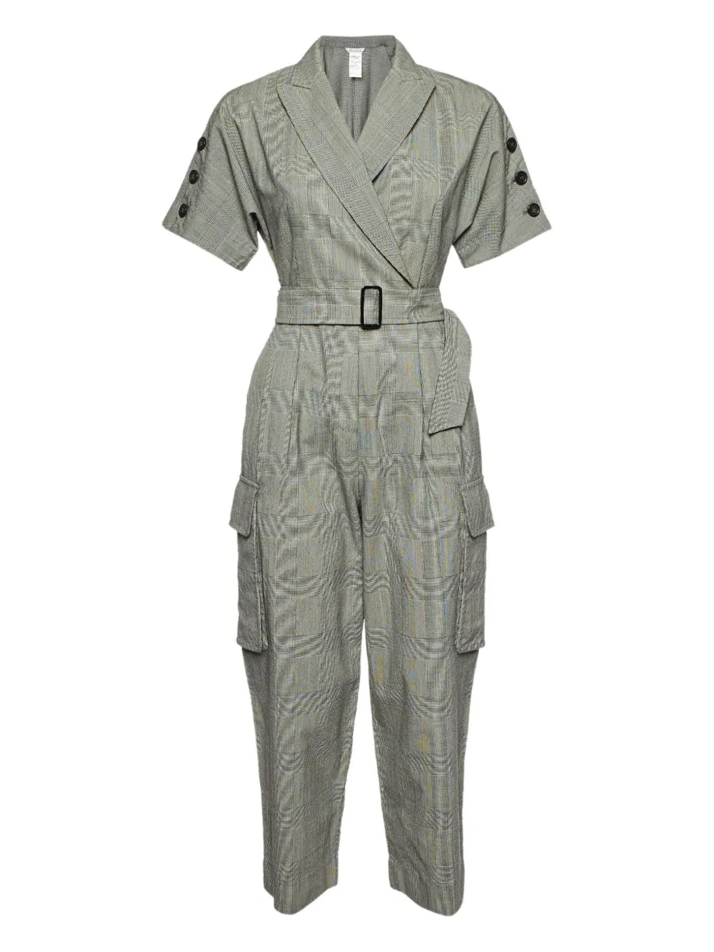 Pre-owned Max Mara Checked Belted Jumpsuit In Gray