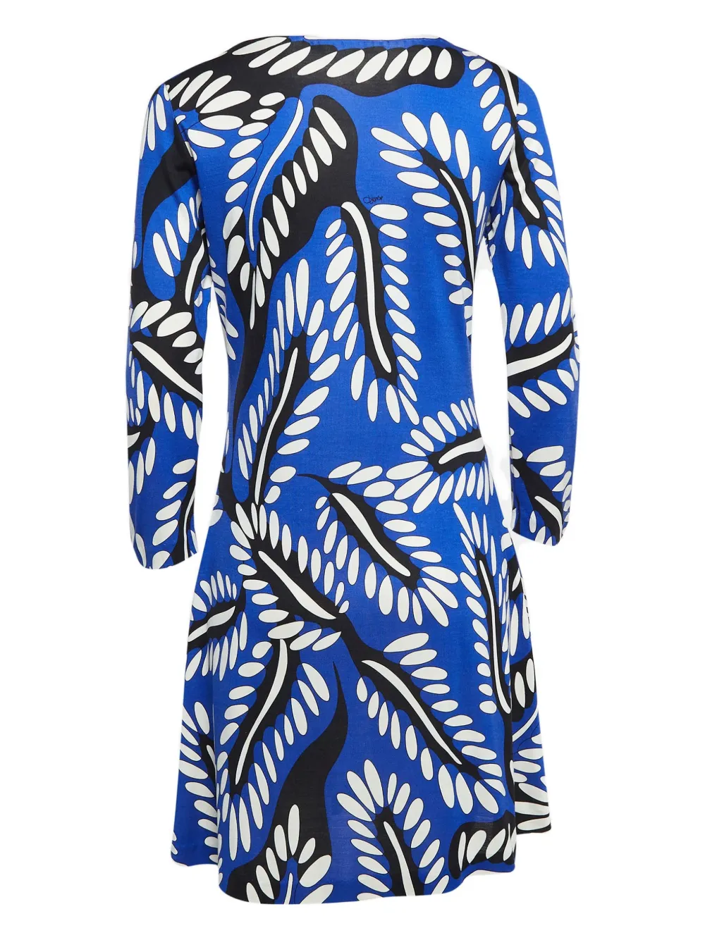 Diane Von Furstenberg Vintage Jersey jurk met bladerprint - Blauw