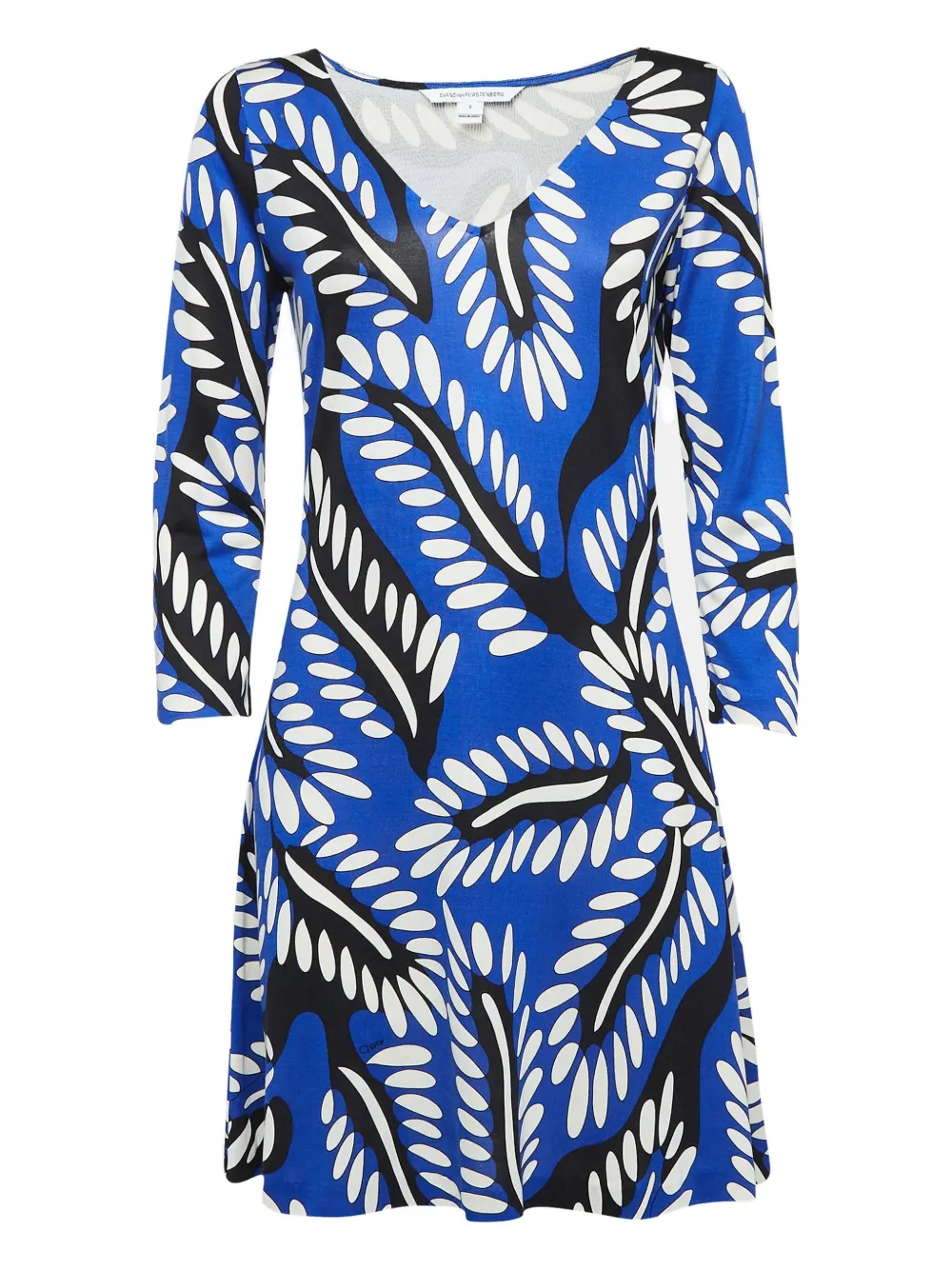 Diane Von Furstenberg Vintage leaf-print jersey dress | Blue | Image 1