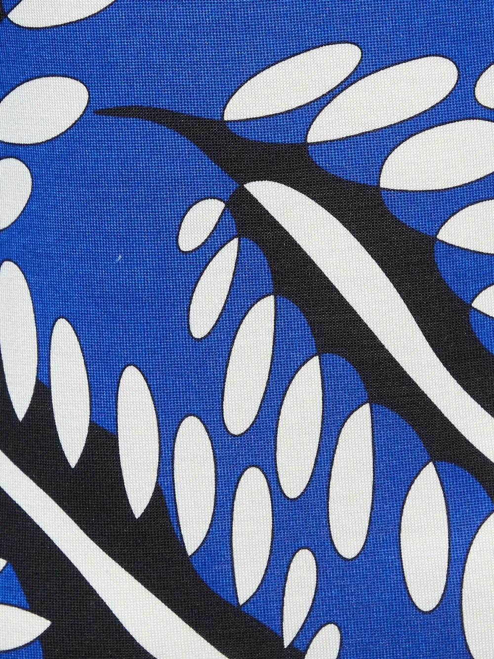 Pre-owned Diane Von Furstenberg Vintage Leaf-print Jersey Dress In Blue
