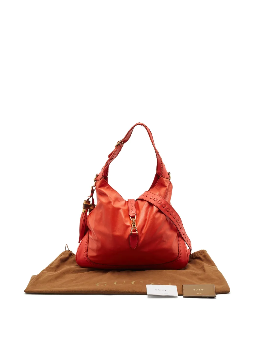 Pre-owned Gucci Leather Tassel Bag In Red