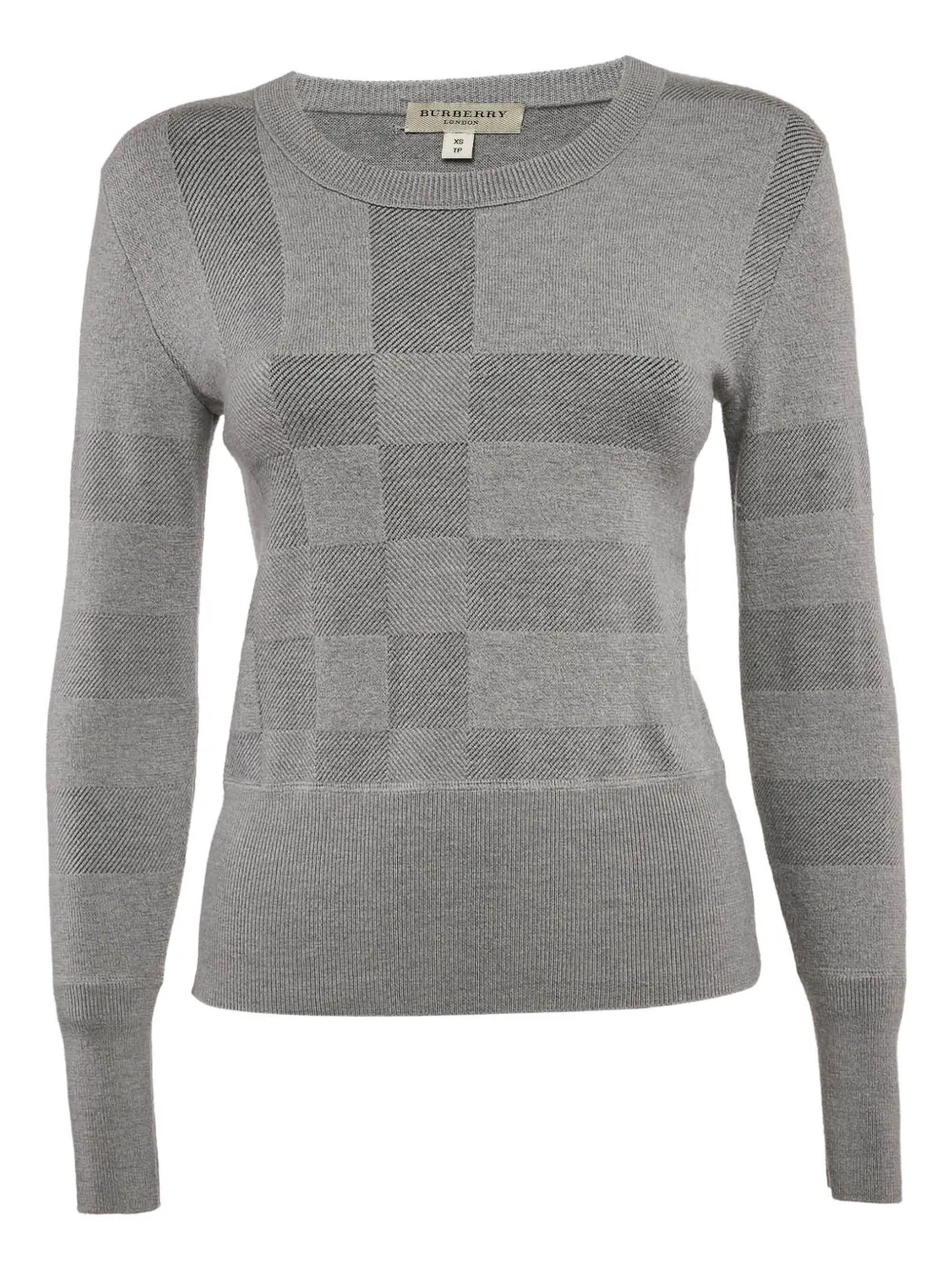 Pre-owned Burberry Check-pattern Knit Sweater In Gray