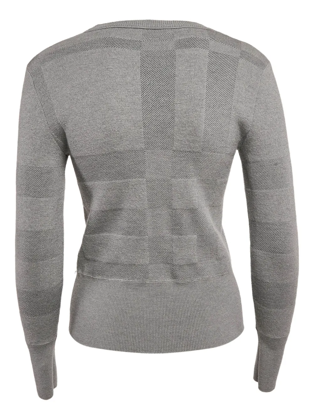 Pre-owned Burberry Check-pattern Knit Sweater In Gray