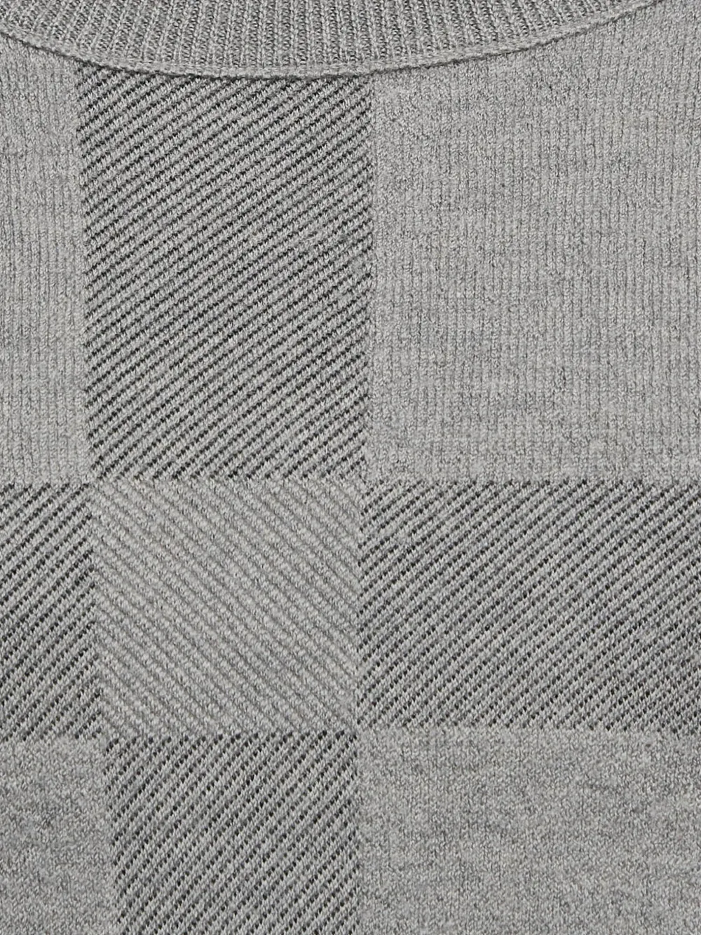 Pre-owned Burberry Check-pattern Knit Sweater In Gray