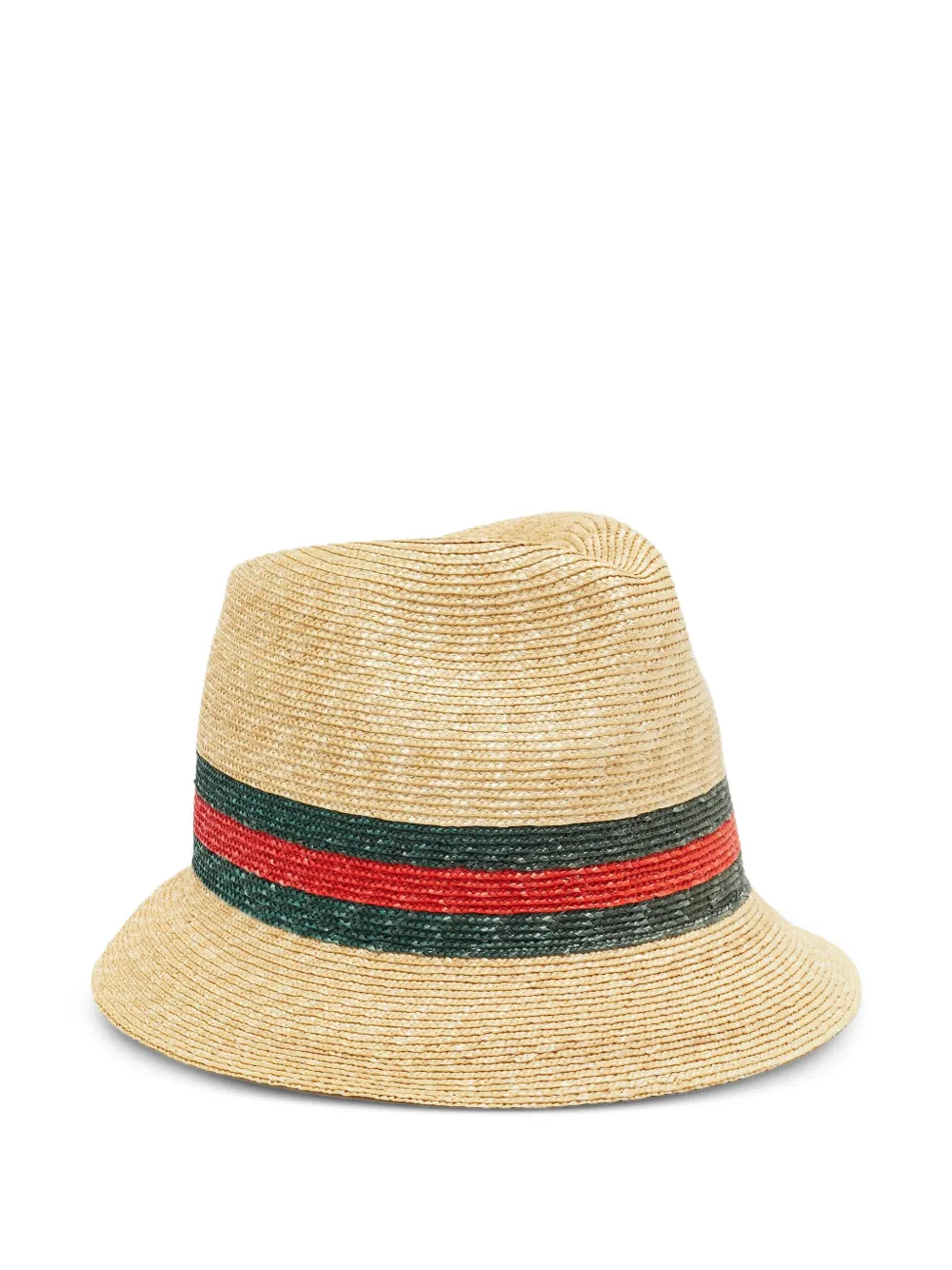 Pre-owned Gucci Straw Web Fedora Hat In Neutral