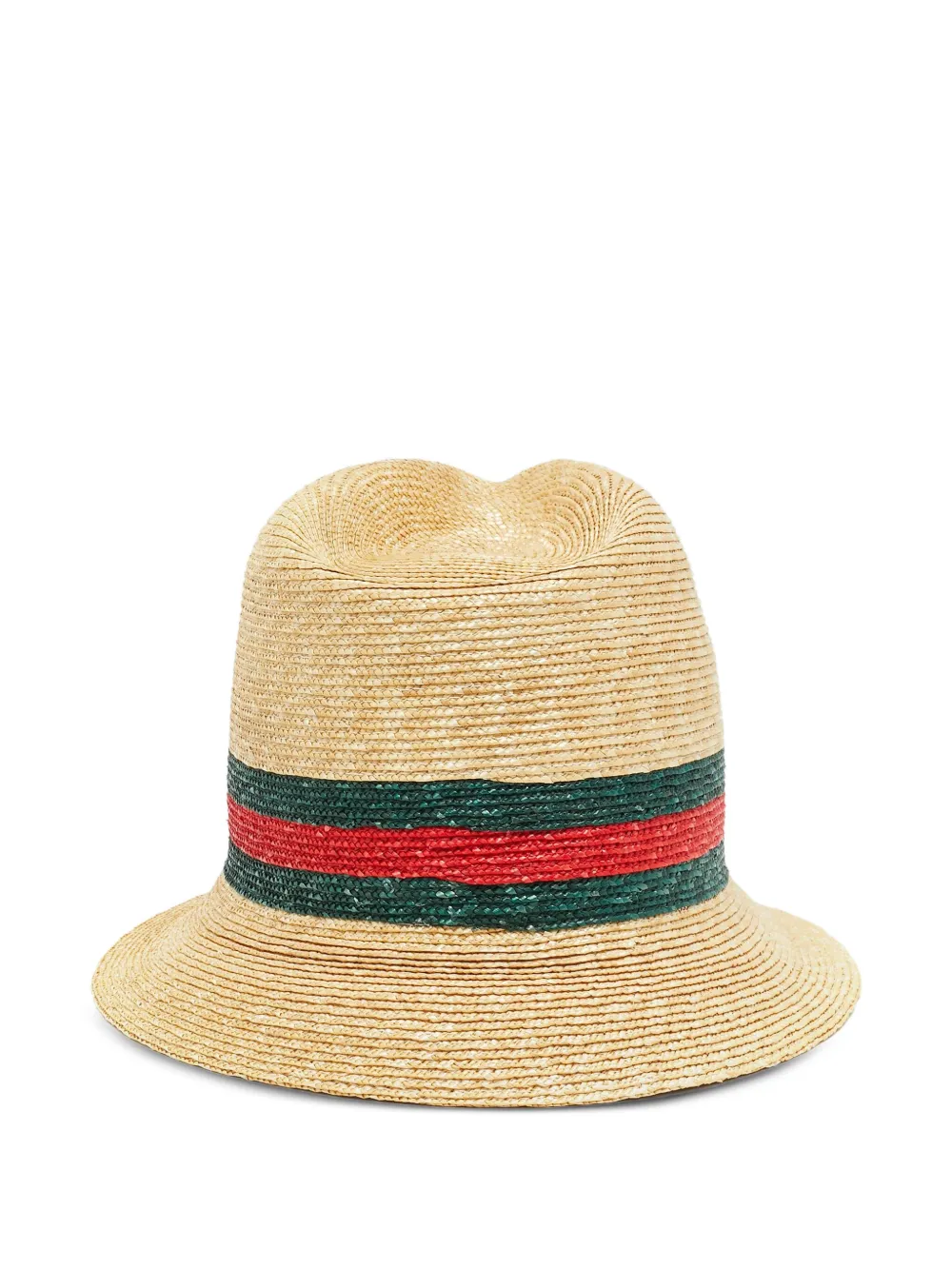 Pre-owned Gucci Straw Web Fedora Hat In Neutral