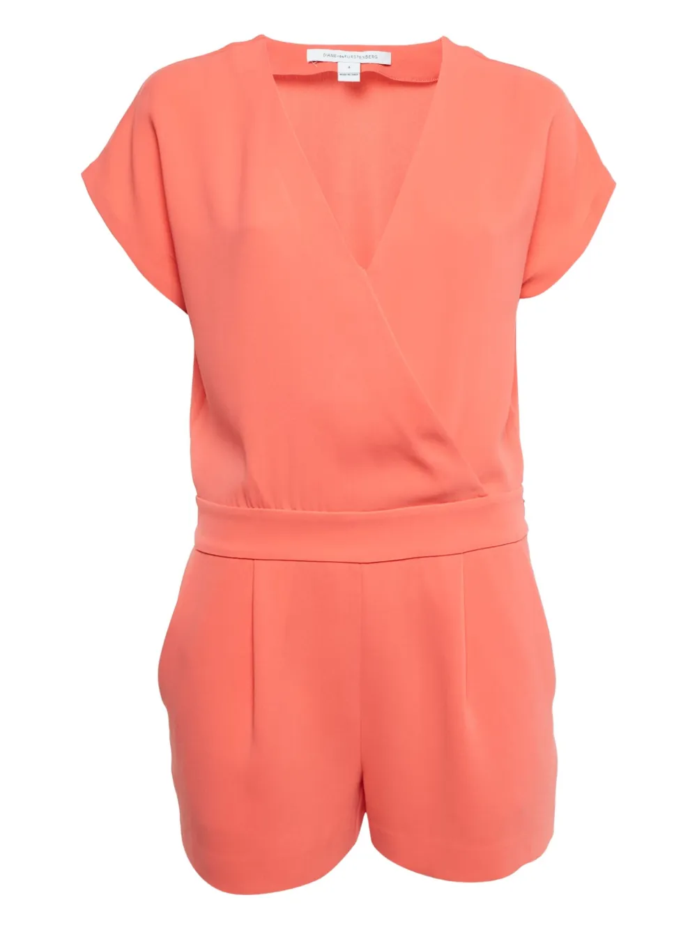 Diane Von Furstenberg Vintage short-sleeve wrap playsuit | Orange | Image 1