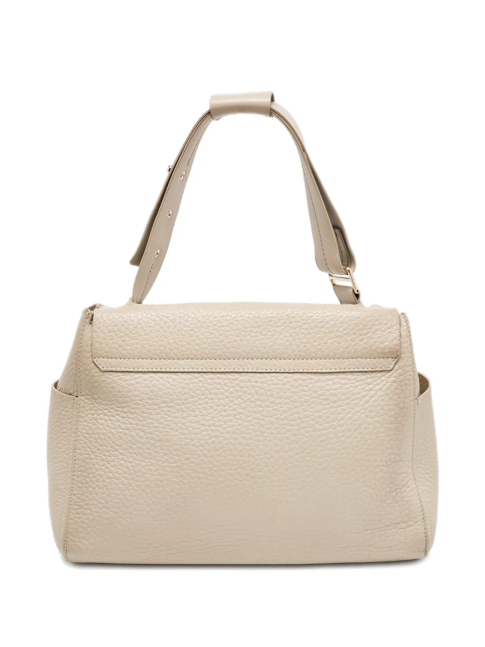Pre-owned Furla Leather Flap Tote Bag In Neutral