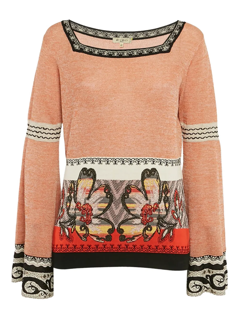 Etro Pre-Owned 2023 bell sleeves paisley sweater | Orange | Image 1