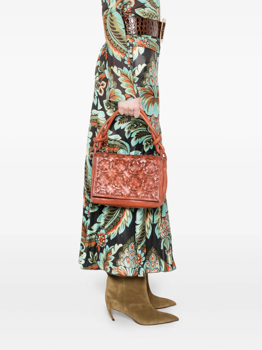 Reptile's House knotted woven tote bag - Oranje