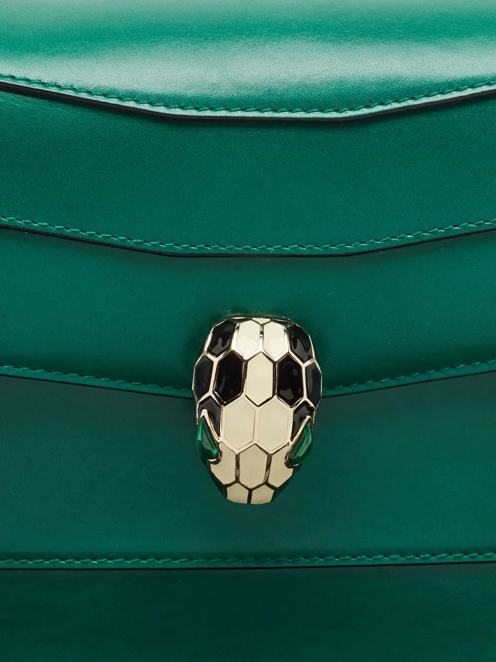Pre-owned Bvlgari Serpent-fastening Leather Shoulder Bag In Green