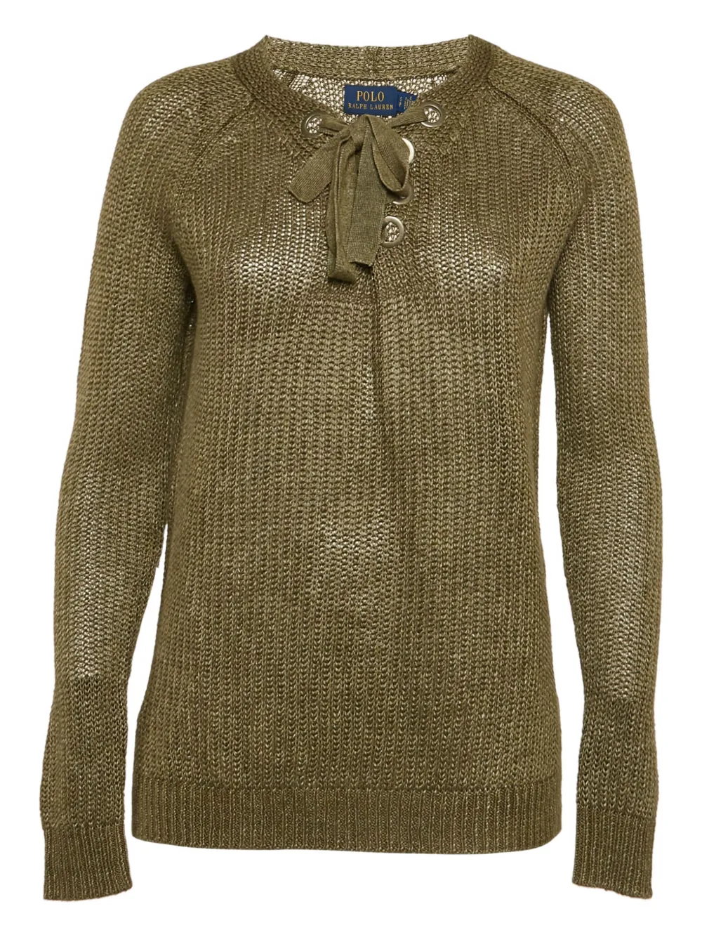 Polo Ralph Lauren Vintage lace-up ribbed-knit top | Green | Image 1