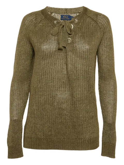 Polo Ralph Lauren Vintage lace-up ribbed-knit top