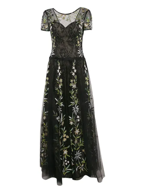 Basix Ii Vintage floral embroidery tulle dress