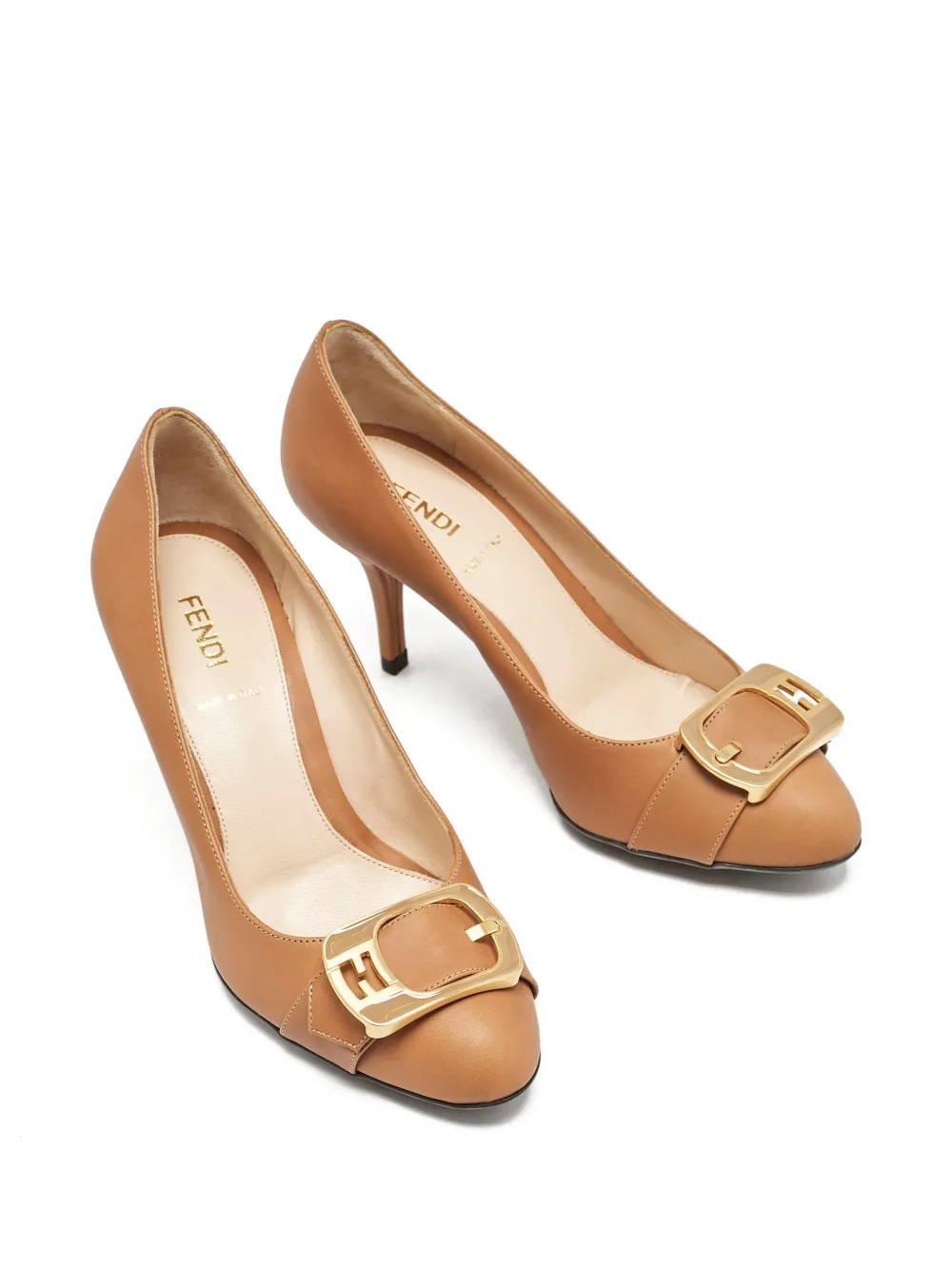 Fendi Pre-Owned 80 mm Chameleon leren pumps met gesp - Bruin