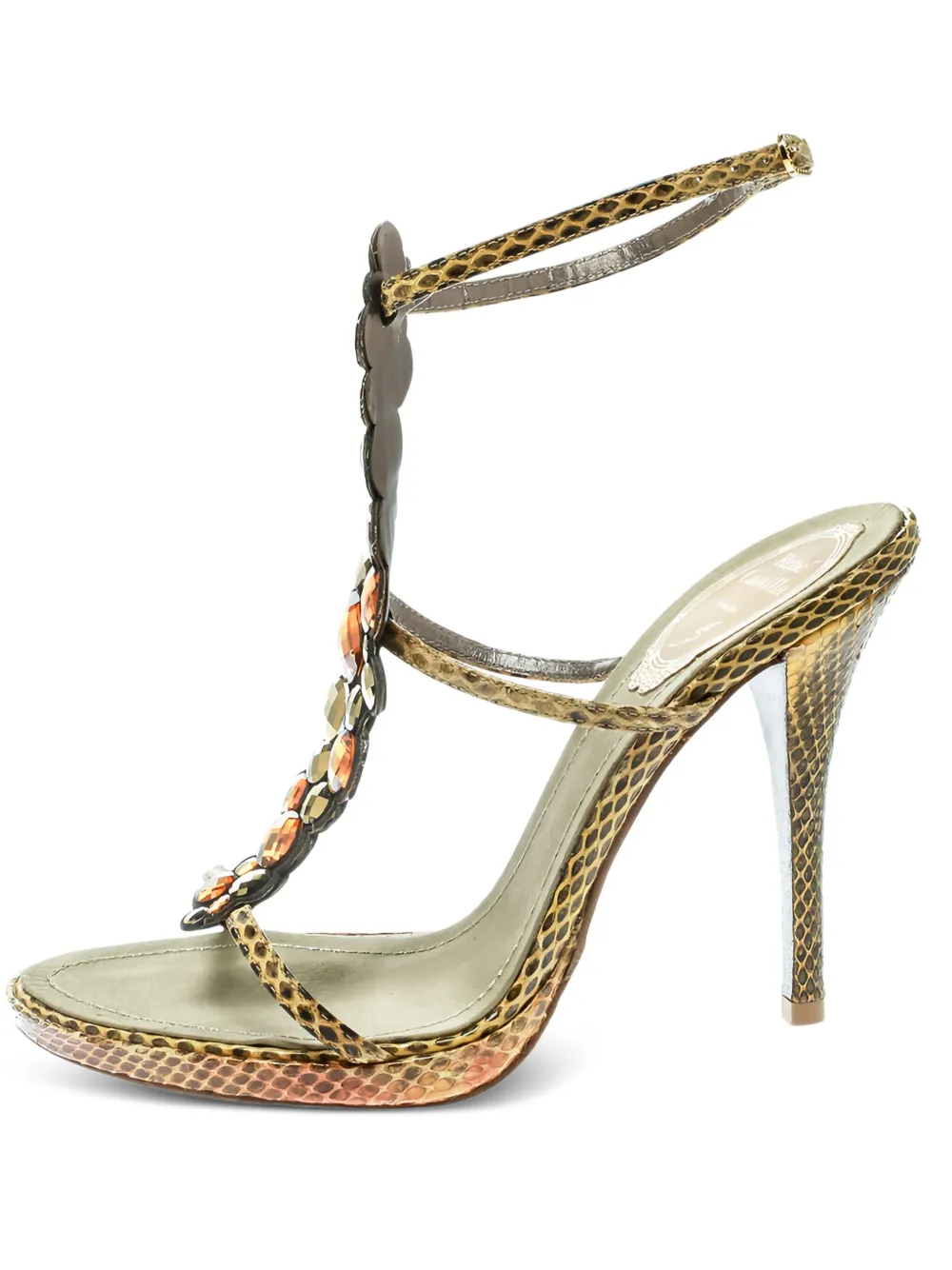 René Caovilla 105mm python embellished heeled sandals | Neutrals | Image 1