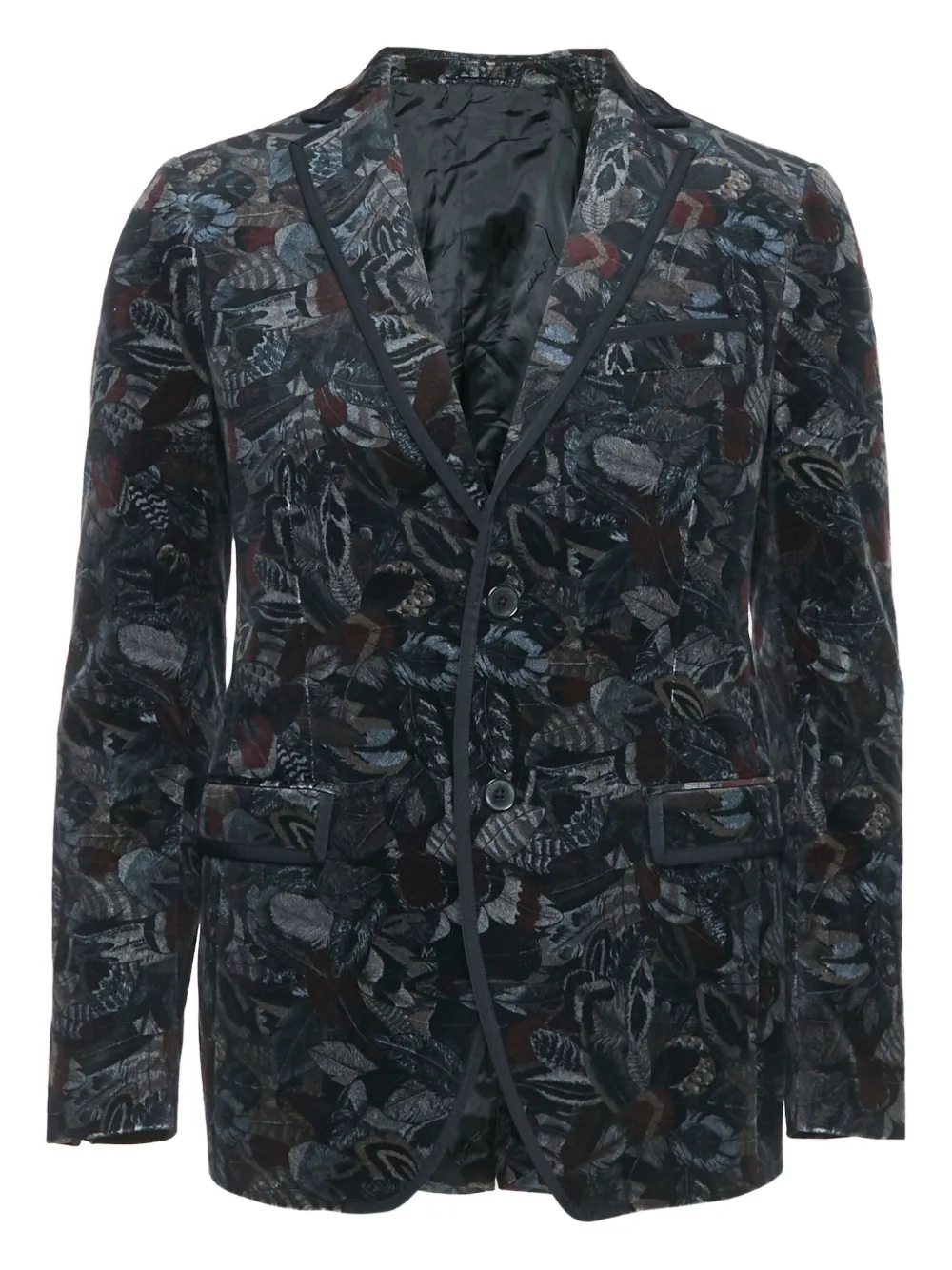 Ferragamo Pre-Owned feather-print velvet blazer | Black | Image 1
