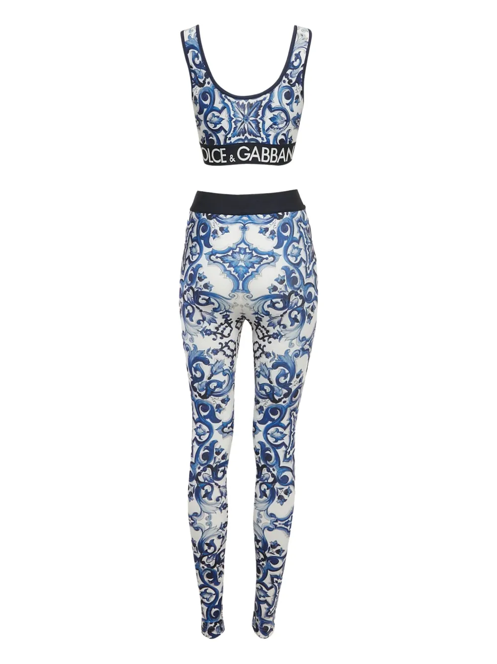 Dolce & Gabbana Pre-Owned Legging met Majolica-print - Blauw