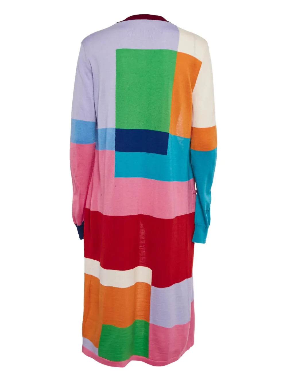Pre-owned Mary Katrantzou Geometric-pattern Wool Cardigan In Blue