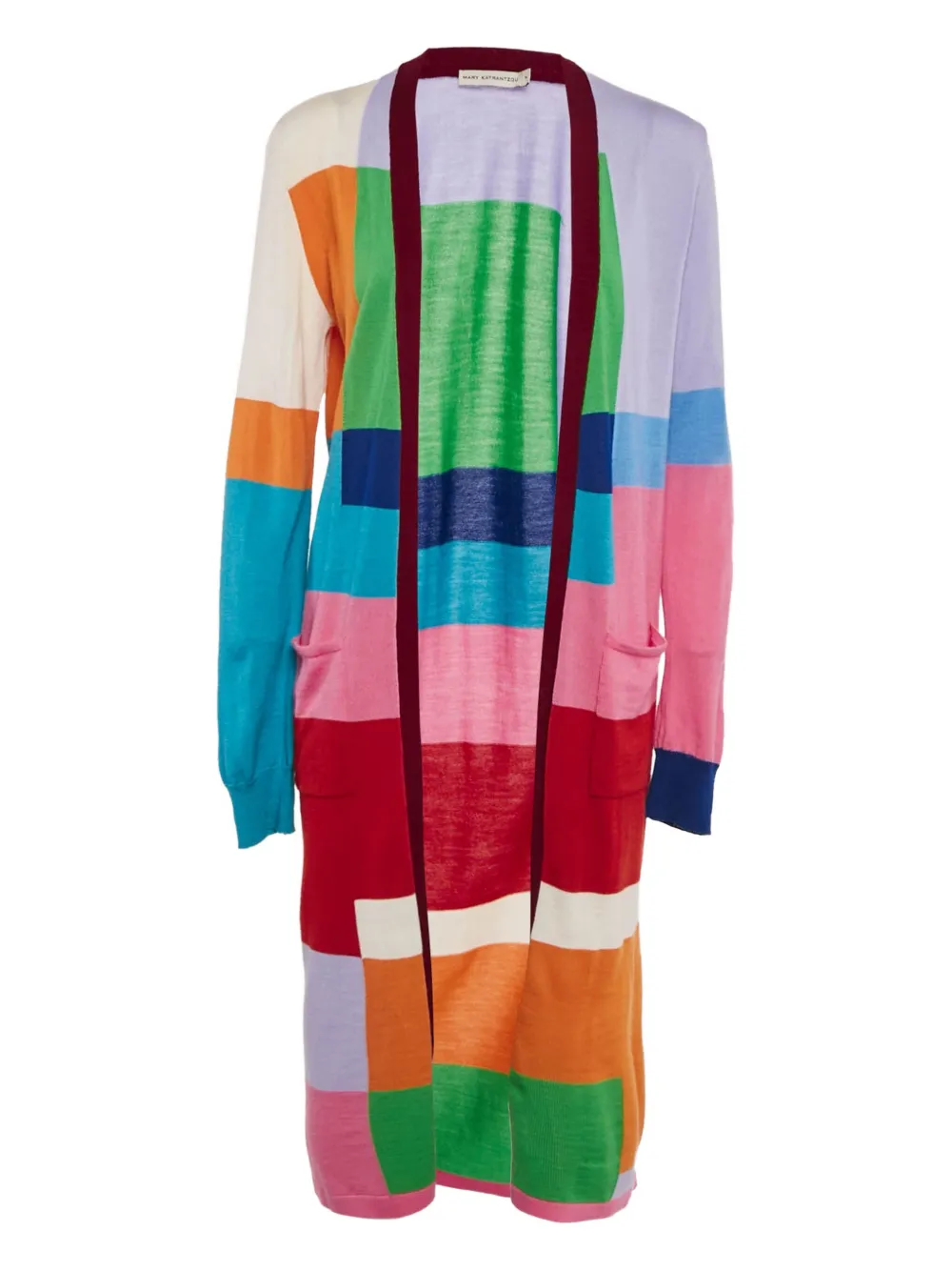 Pre-owned Mary Katrantzou Geometric-pattern Wool Cardigan In Blue
