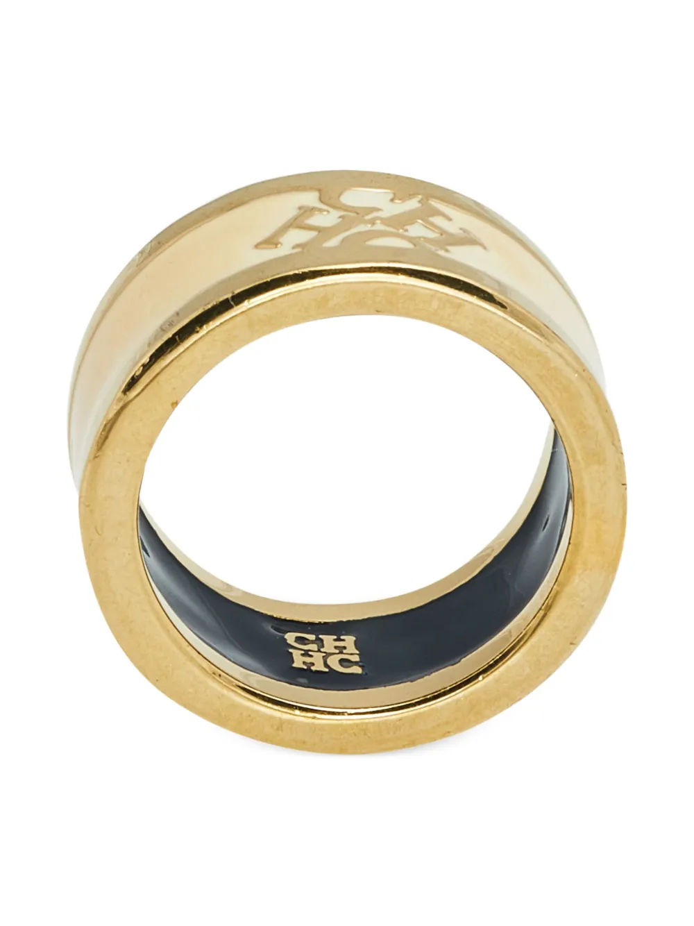 Pre-owned Carolina Herrera Vintage 2024 Gold Enamel Ring