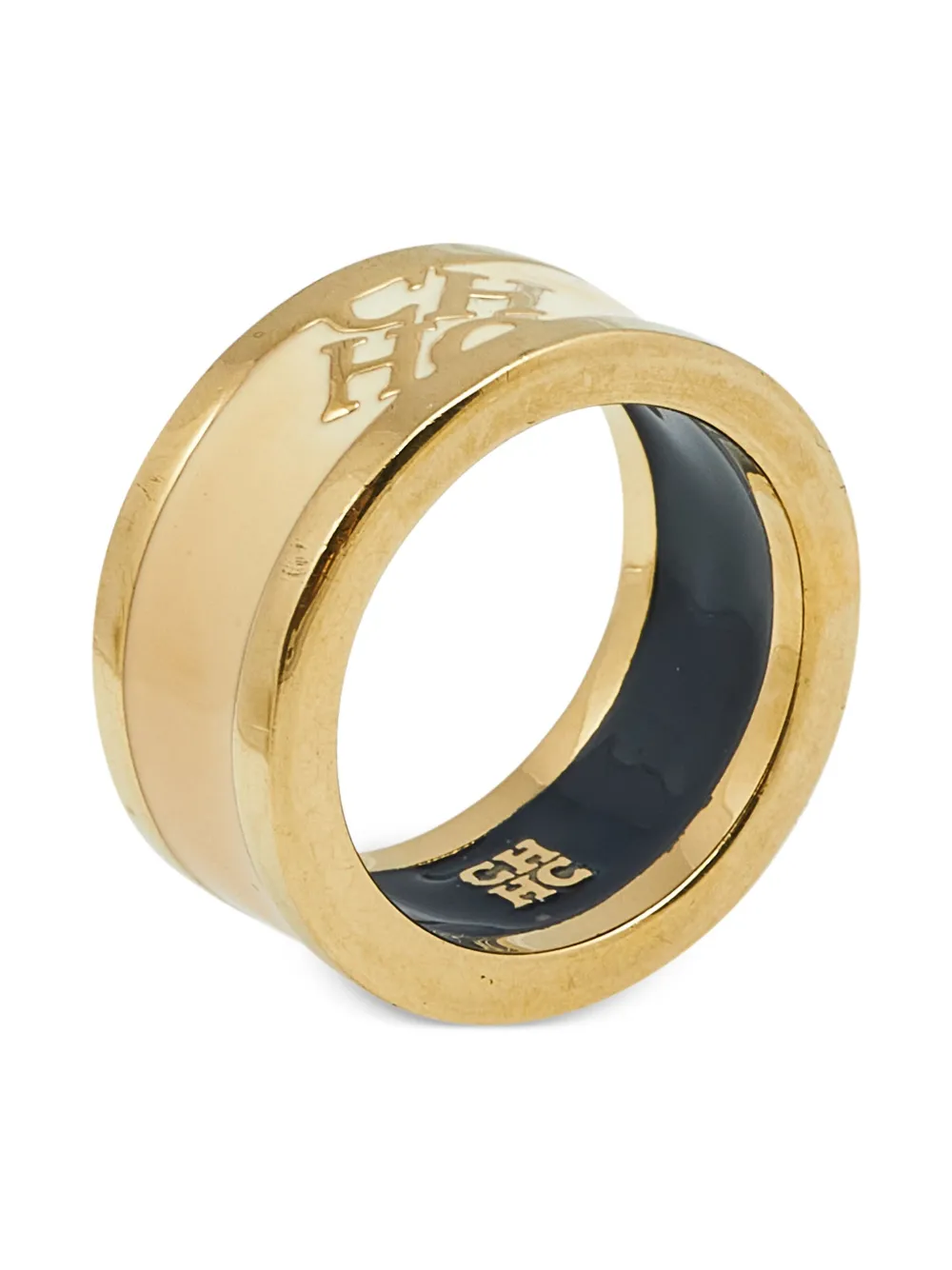 Pre-owned Carolina Herrera Vintage 2024 Gold Enamel Ring