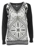 Roberto Cavalli Vintage geometric-pattern V-neck T-shirt - Black