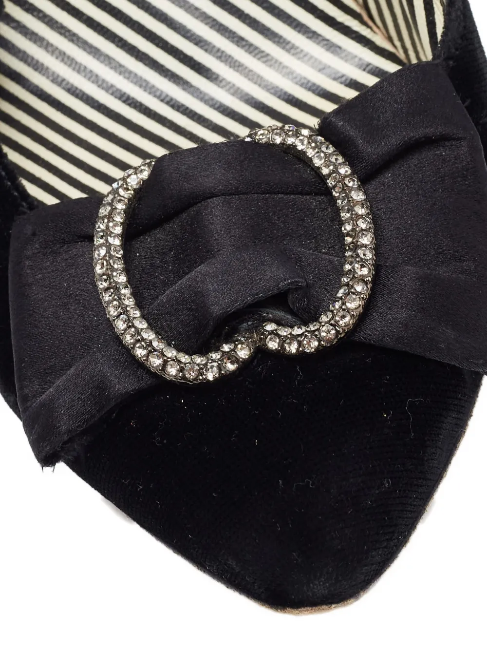 Pre-owned Moschino 95mm Velvet Bow-detail Pumps In Black