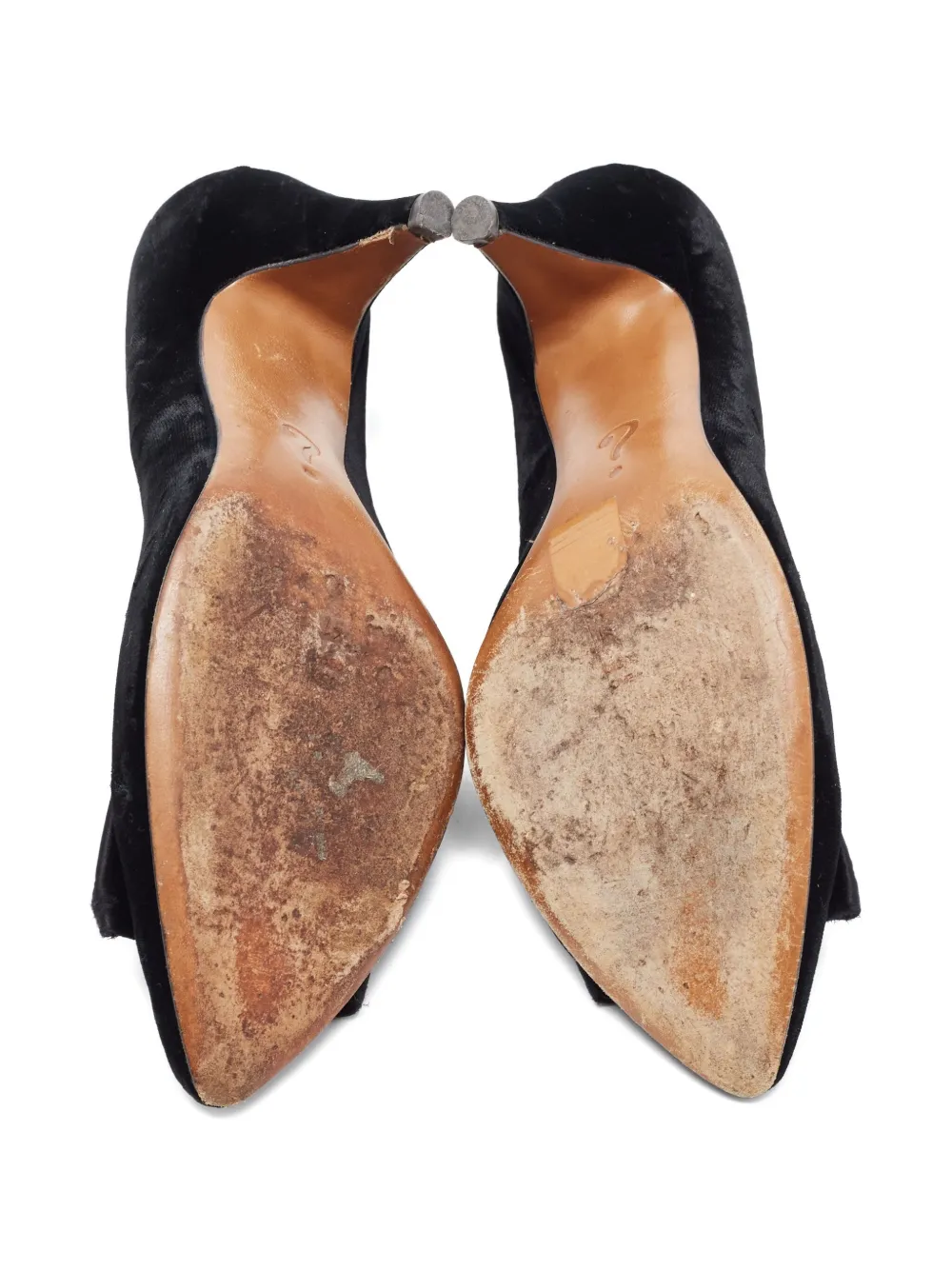 Pre-owned Moschino 95mm Velvet Bow-detail Pumps In Black