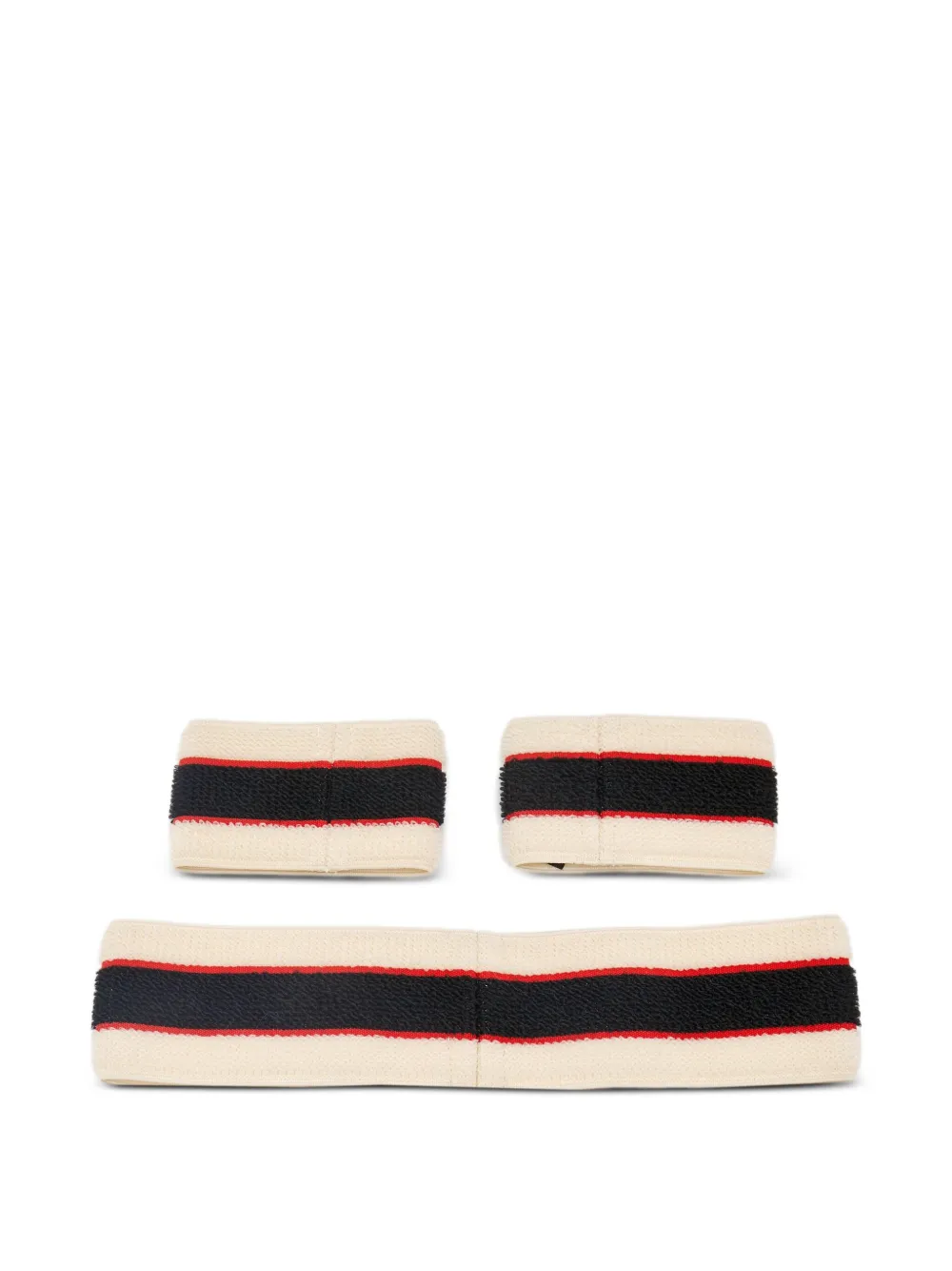 Pre-owned Gucci Logo Stripe Headband Set In Neutral