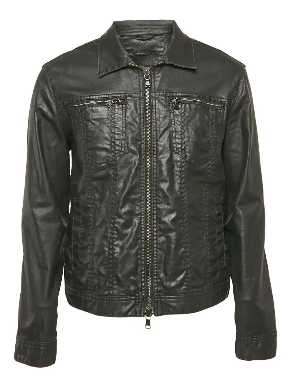 John Varvatos zip-front denim jacket | Black | Image 1