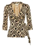 Diane Von Furstenberg Vintage geometric-print wrap blouse - Neutrals