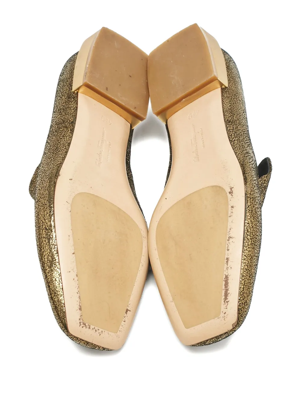 FERRAGAMO Pre-owned Glitter-embellishment Loafers In Gold