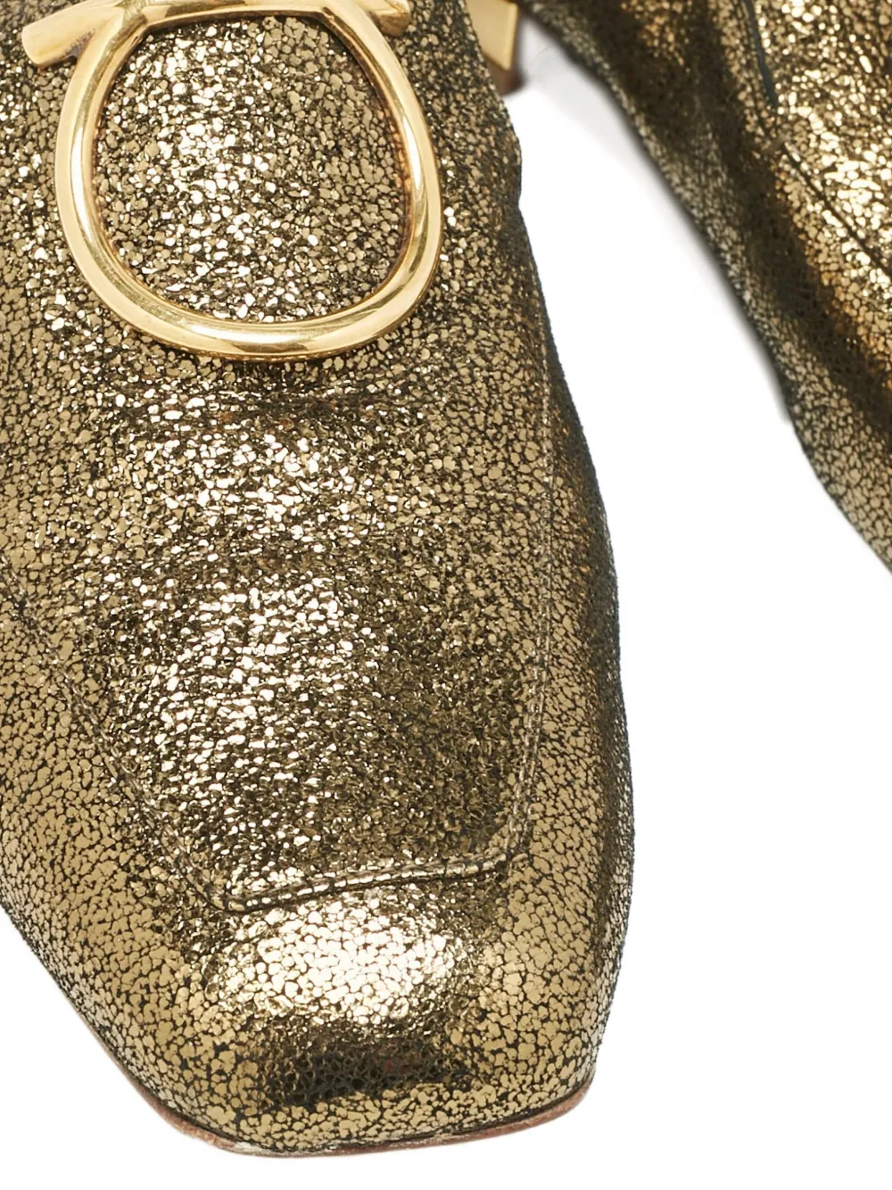 FERRAGAMO Pre-owned Glitter-embellishment Loafers In Gold