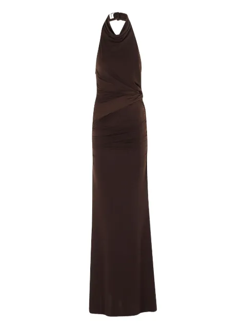 THE ANDAMANE halter-neck draped maxi dress
