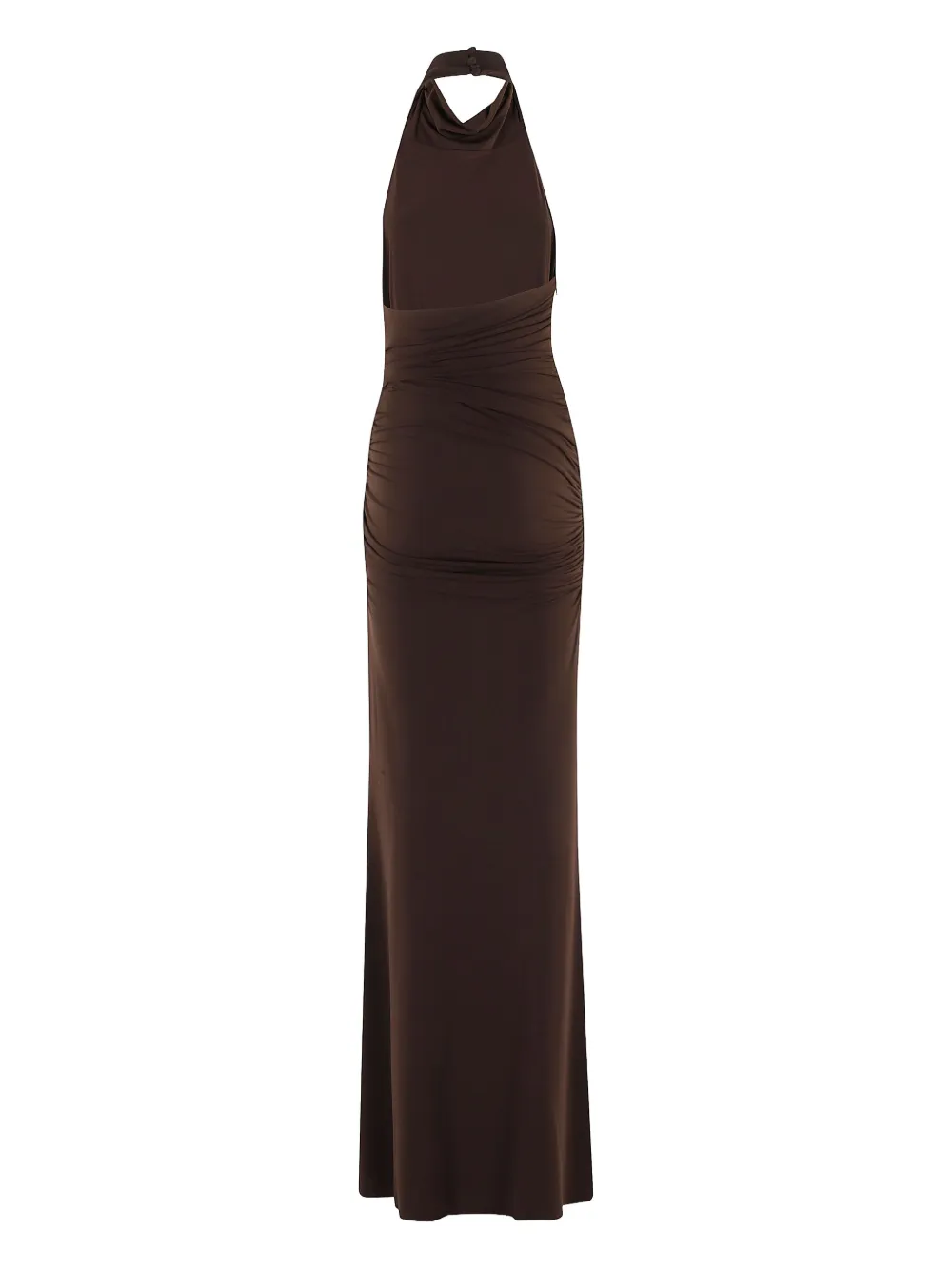 THE ANDAMANE halter-neck draped maxi dress - Bruin