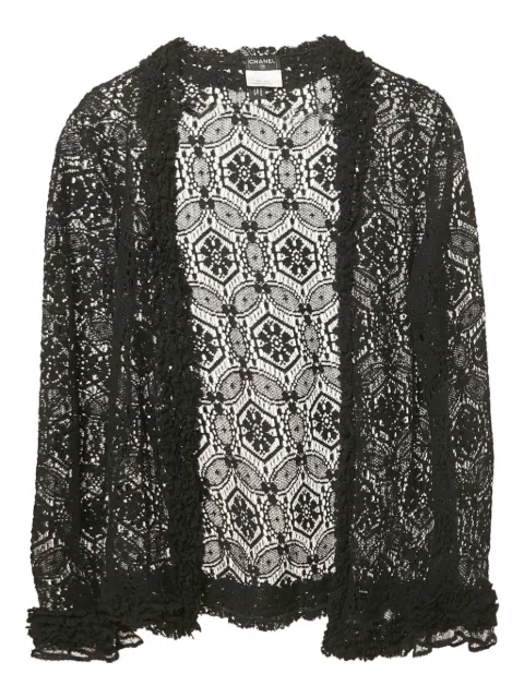 CHANEL Pre-Owned floral-lace ruffled cardigan