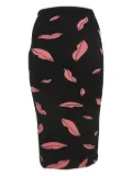 Diane Von Furstenberg Vintage lips-print straight skirt - Black