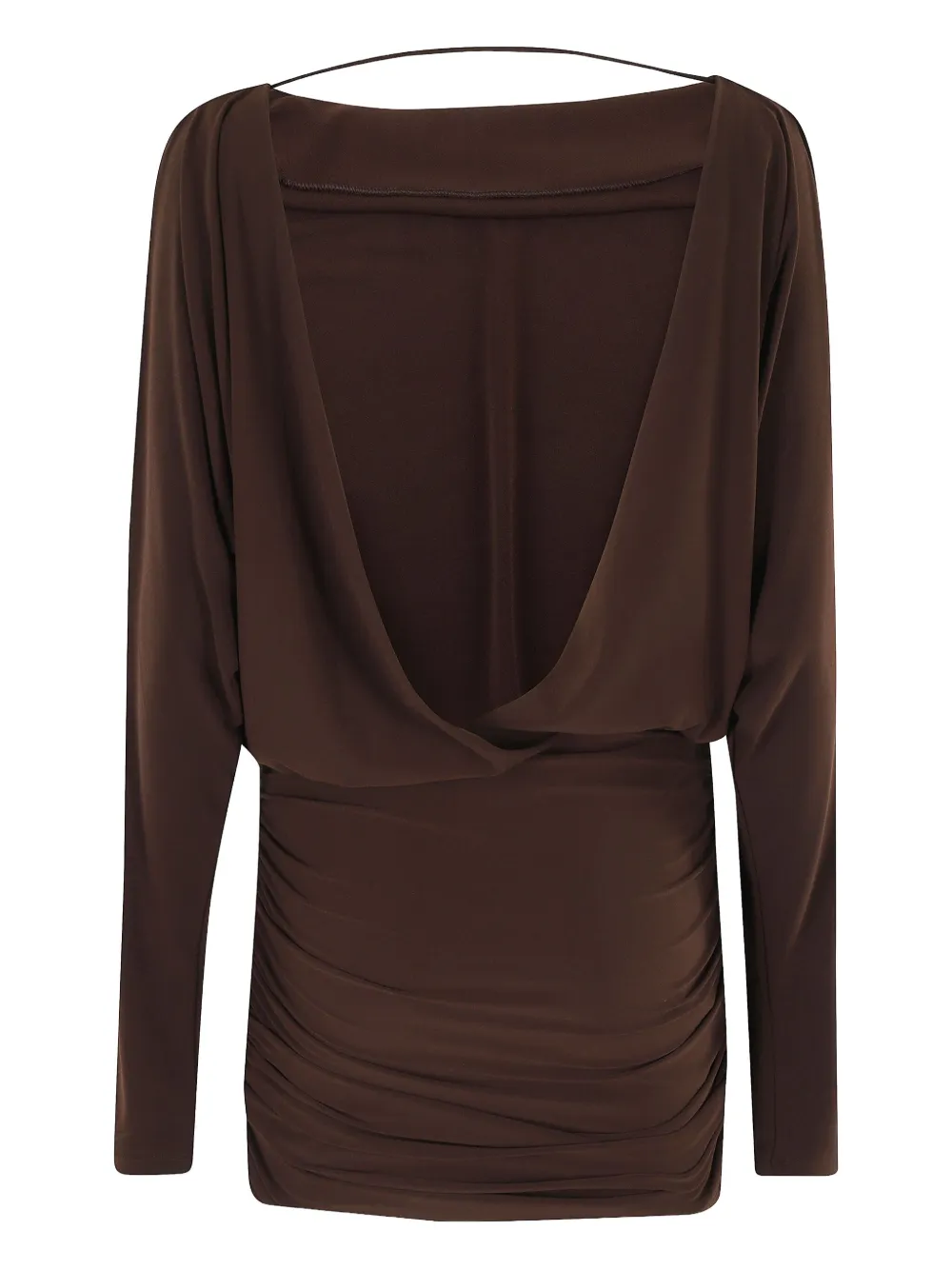 THE ANDAMANE Wisteria draped-neckline mini dress - Bruin
