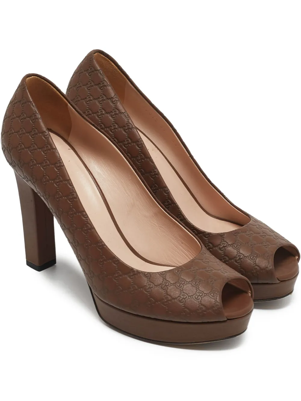 Gucci Pre-Owned 2024 Peeptoe-Pumps mit Plateau - Braun