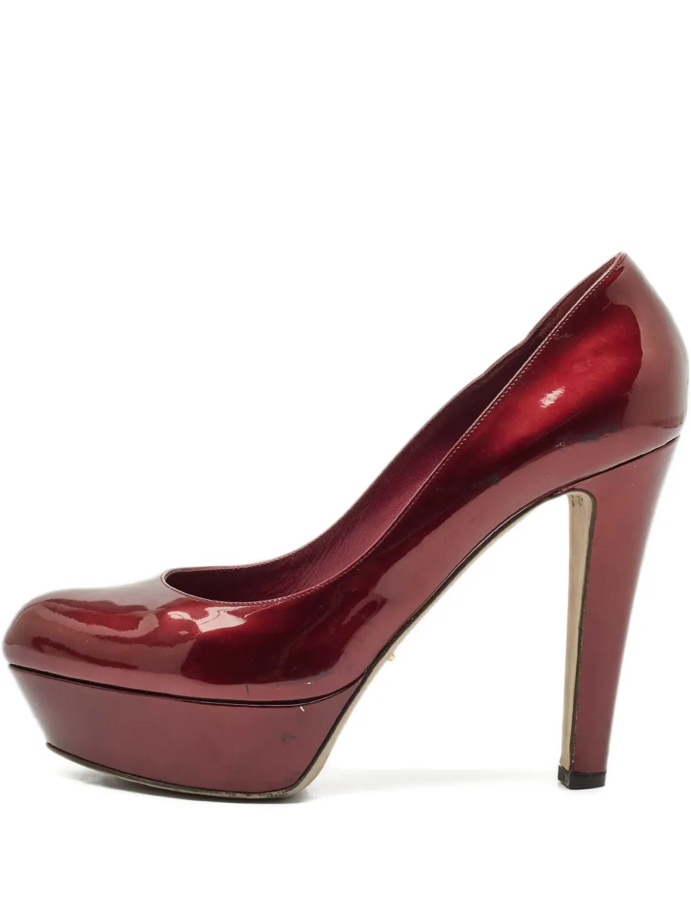 Pre-owned Sergio Rossi Vintage Patent Leather Platform Pumps In Red