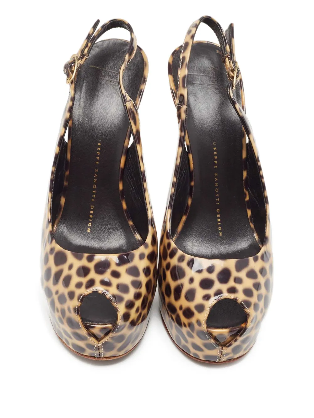 Pre-owned Giuseppe Zanotti Vintage 120mm Leopard-print Slingback Pumps In Neutral