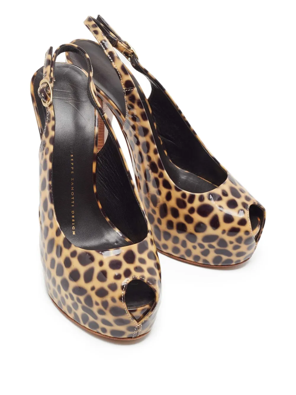 Pre-owned Giuseppe Zanotti Vintage 120mm Leopard-print Slingback Pumps In Neutral