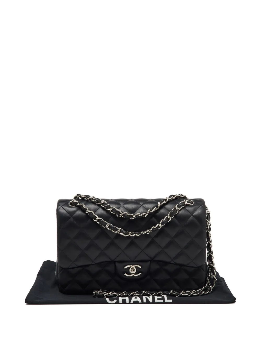 Pre-owned Chanel Classic Double Flap Leather Bag In Black