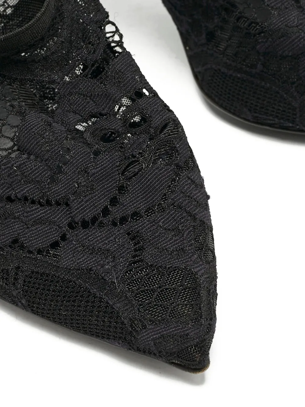 DOLCE & GABBANA Pre-owned 100mm Lace Slingback Heeled Pumps In Black