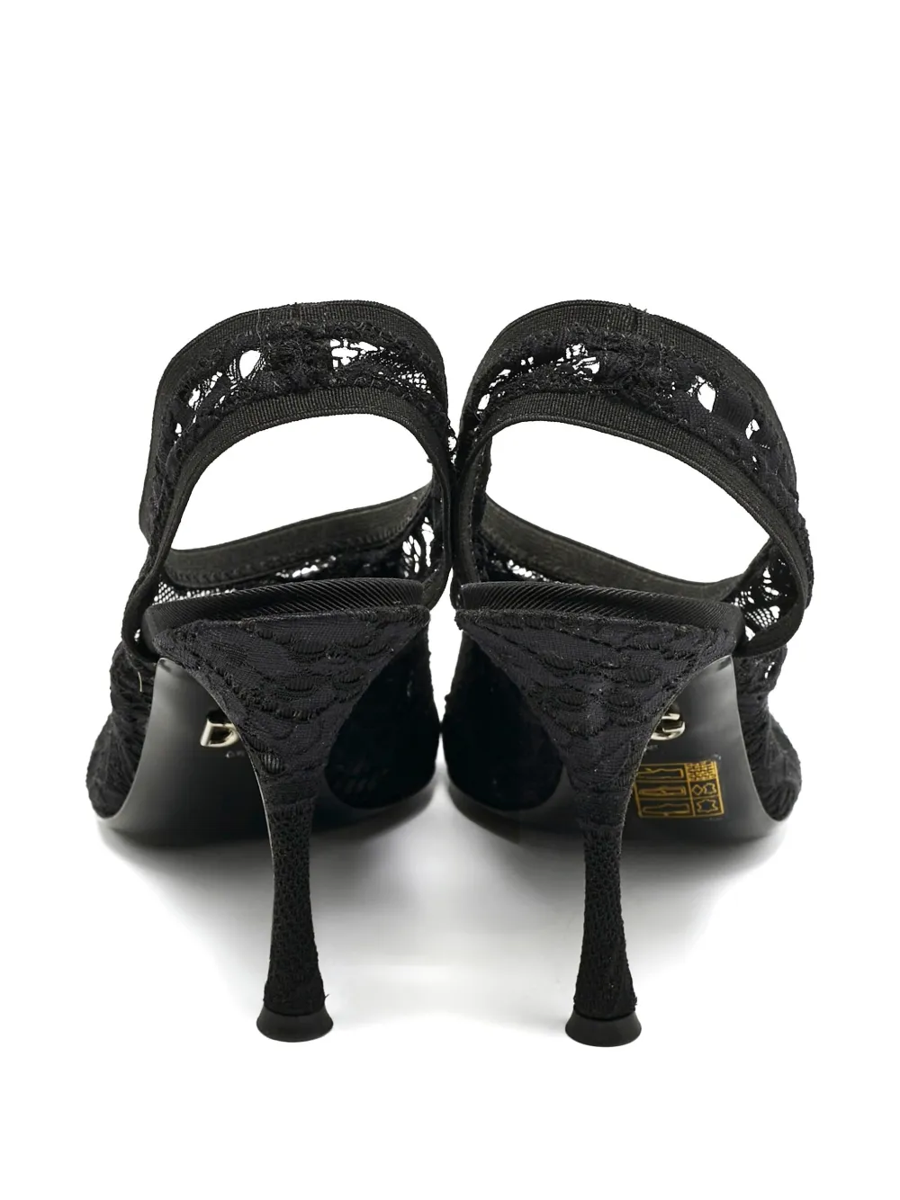 DOLCE & GABBANA Pre-owned 100mm Lace Slingback Heeled Pumps In Black